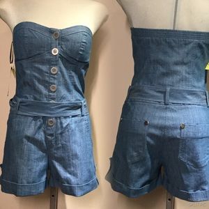 ED Blue Cute Strapless Romper